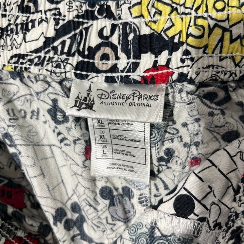 Vintage Disney Parks Mickey Design Multi-Color Pajama Pants Drawstring‎ Womens L - Picture 3 of 7